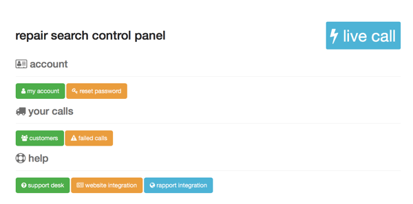 Online repair booking control panel